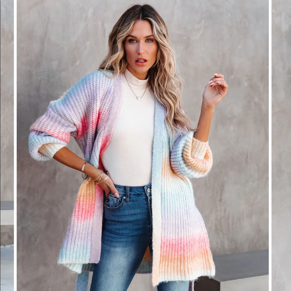 Vici Soft Pastels Belted Knit Cardigan